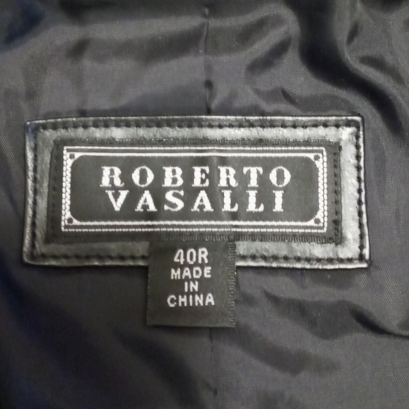 Black Leather Roberto Vasalli Blazer Jacket - Picture 3 of 7